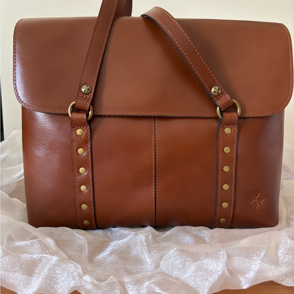Patricia Nash Tan Leather Briefcase style Tote bag Heritage Amersham